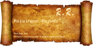 Reisinger Rezső névjegykártya